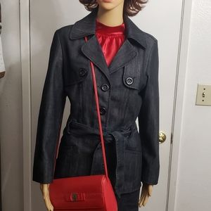 Baccini Dark Denim Utility Styled Shacket Button Front with Belt Size: M